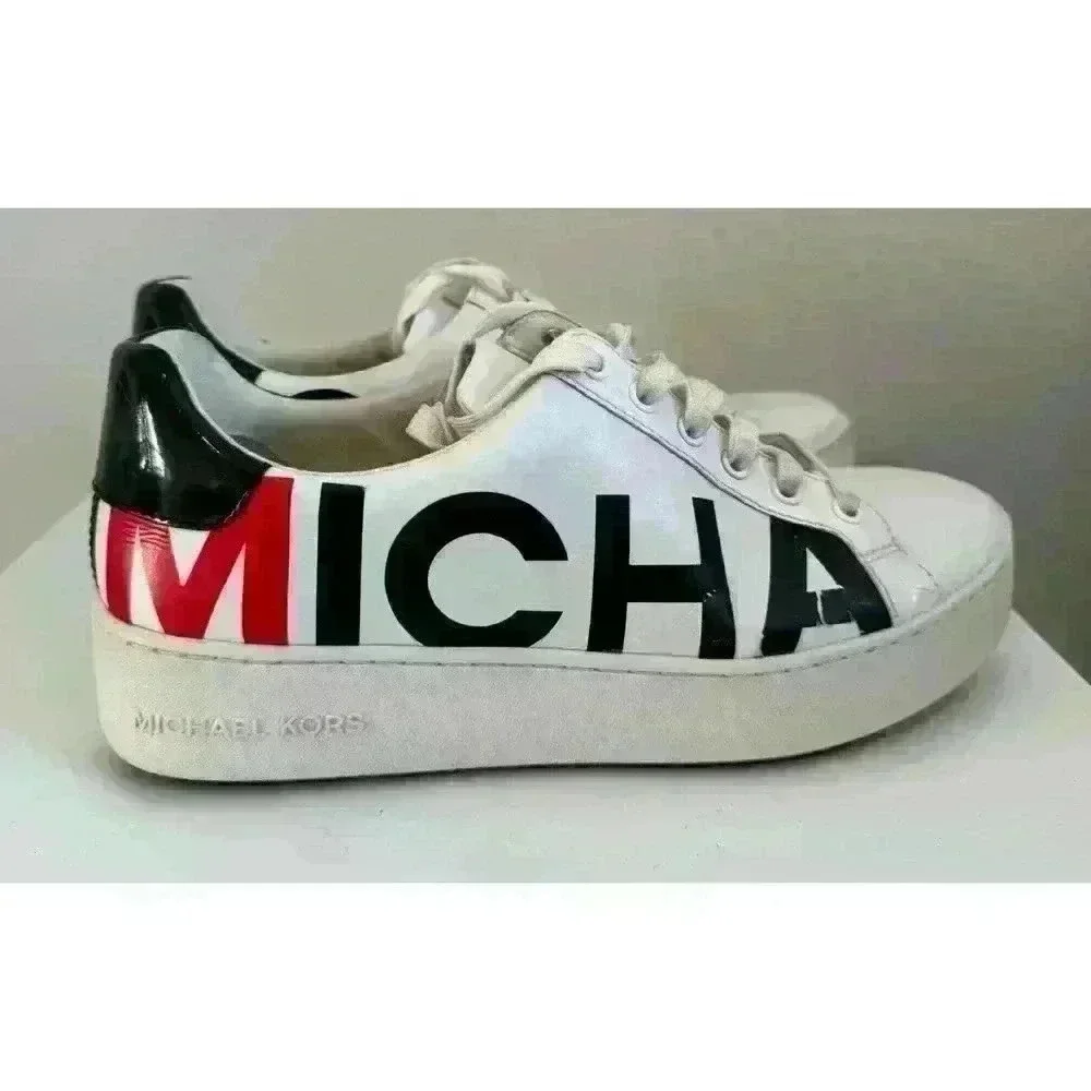 Michael Kors leather sneakers logo wrap around size. 7M  patent leather on back